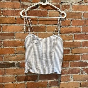 Abercrombie Sweetheart Tie-Strap Linen Cami NWT Blue/White
